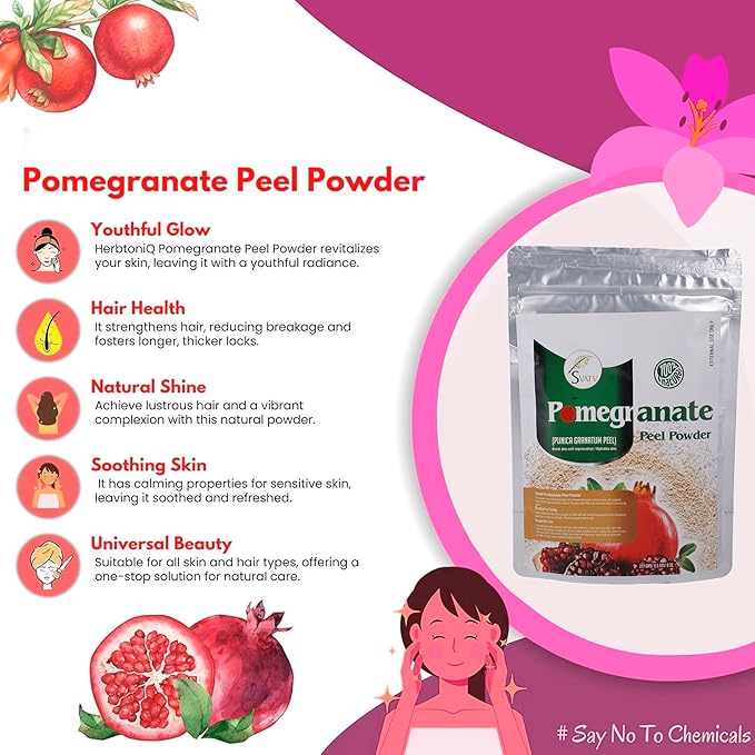 SVATV Natural Pomegranate Peel Powder | Punica Granatum | Moisturizing Face Pack | Antioxidants Vitamin-c | Skin Cell Regeneration - 227 Gram, Half Pound, 8 Ounce.