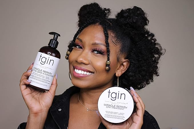 tgin Miracle RepaiRx Curl Protein Reconstructor for Curly, Coily, and Wavy Hair, with Biotin and Black Castor Oil, Nourishes and Restores Damaged, Color-Treated Hair, 12 oz