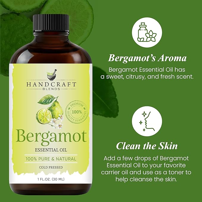 Handcraft Blends Bergamot Essential Oil - 1 Fl Oz - 100% Pure and Natural - Premium Grade Essential Oil for Diffuser and Aromatherapy