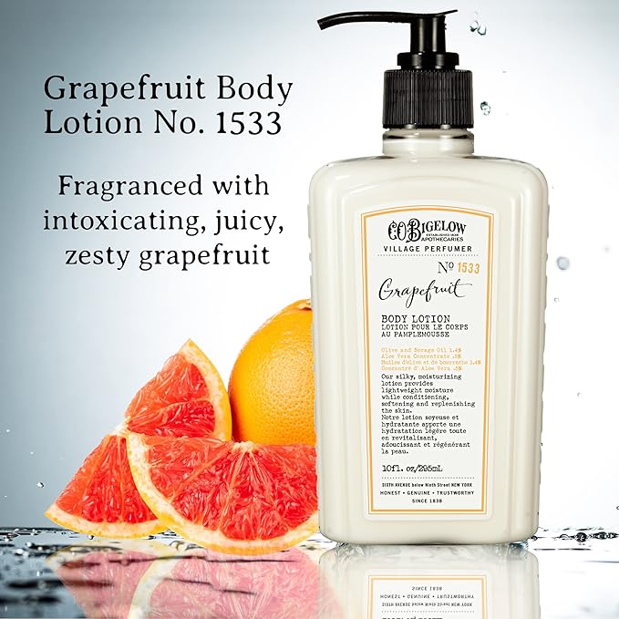 C.O. Bigelow Apothecary Duo, Grapefruit Body Care Gift Box with Body Soap & Lotion, Gift Set of Two - Moisturizing Lotion & Liquid Body Wash for Dry Skin - 10fl oz Each