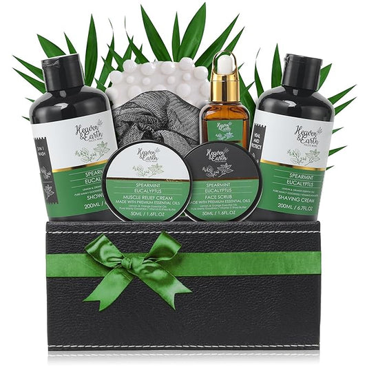 Eucalyptus Spearmint Spa Bath Set. Christmas Mint Bath Gift Basket for Men Women & Couples. Best Spa Basket for Men, Husband, Dad! (XL, Spearmint Eucalyptus)