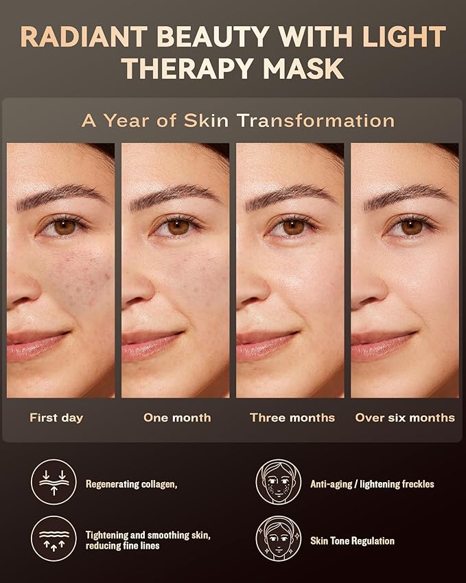 LED Light Therapy Mask Skin Care Mask, LED Red Light Therapy 630nm & 830nm Wavelength for Home Use, Body Beauty Machine for Care at Home (luxurious black)