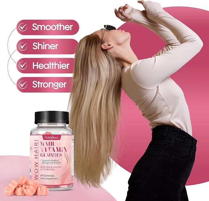 Biotin Gummies- Hair, Skin and Nails Vitamins for Men and Women, Supports Hair Growth and Stronger Nails, Hair Vitamin Gummies, Vitamin B7-60 Gummies
