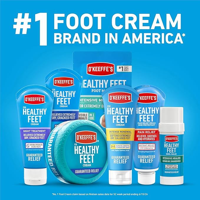 O'Keeffe's for Healthy Feet Exfoliating and Moisturizing Foot Cream, Guaranteed Relief for Extremely Dry, Cracked Feet, Softer Feet in 1 Use, 3.0 Ounce Tube, (Pack of 2)