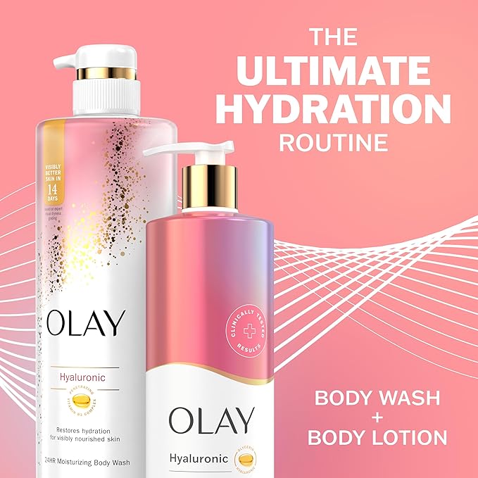 Olay Body Lotion for Women, Nourishing with Hyaluronic Acid Serum, Visibly Soften & Smooth Skin, 24hr Moisture & Hydration, Fast Absorbing Formula, Vitamin B3 Complex, For All Skin Types, 17 fl oz