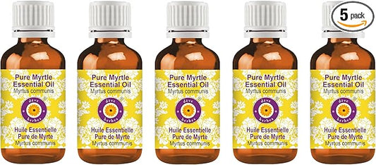 Deve Herbes Pure Myrtle Essential Oil (Myrtus communis) Steam Distilled (Pack of Five) 100ml X 5 (16.9 oz)