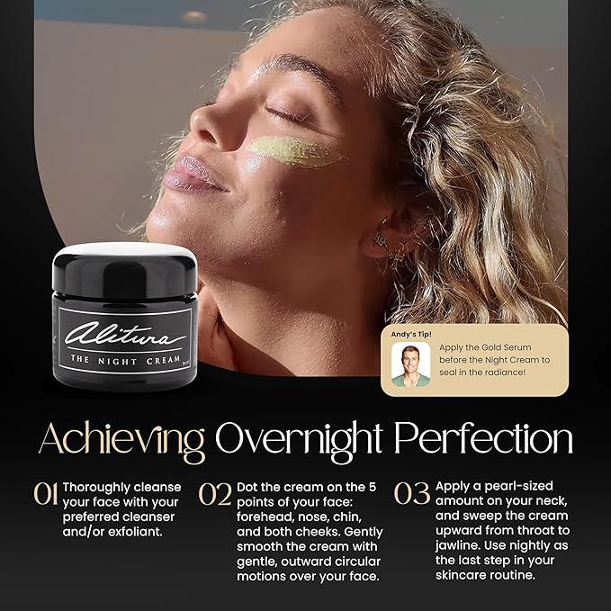 Alitura Hyaluronic Acid Anti-Aging Night Cream – Hydrating Face Moisturizer with 10% Hyaluronic Acid & Superfoods – Wrinkle Cream for Women & Men – Anti-Wrinkle Night Cream for Radiant, Youthful Skin