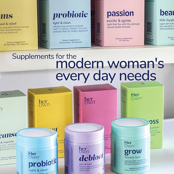 Her Own Beauty Hyaluronic Acid Capsules, Skin Hydration, Nourishes and Protects Skin, Essential Collagen, Hyaluronic Acid, Supports Beautiful Skin, with Zinc, Magnesium, Vitamin C, 60 Count