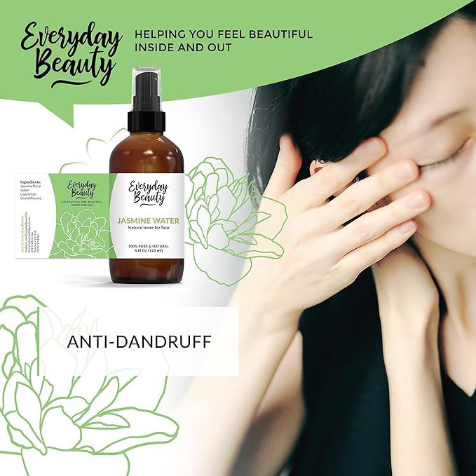 Jasmine Water Facial Toner - All Natural Hydrating Spray Mist for Face and Hair - 100% All Natural Jasmine Water Hydrosol 4oz with Fine Mist Cap