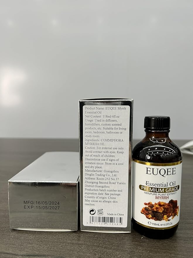 Myrrh Essential Oil, Premium Myrrh Oil with Glass Dropper for Aromatherapy, Diffuser, Soap Candle Making - 4 Fl oz/ 118ML