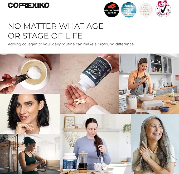 CORREXIKO Marine Collagen Supplement Pills & Powder Bundle - Includes 10,000mg Double Hydrolyzed Collagen Powder 15 oz & 5oz and 1800mg Collagen Peptides 120 Capsules - for Hair, Skin & Nails