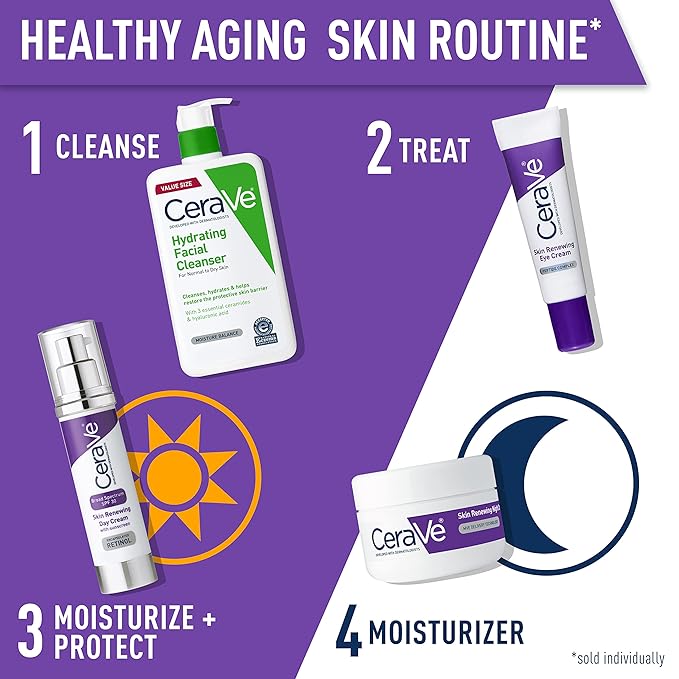 CeraVe Skin Renewing Eye Cream For Wrinkles, Under Eye Cream With Peptides + Caffeine + Niacinamide, For Wrinkles & Crows Feet, Paraben Free & Opthalmologist Tested