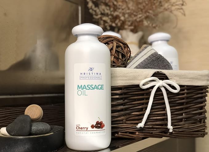 Massage Oil with Cherry Scent for Relaxing, Body Massage, Skin Care | Infused with Grape Seed, Sesame and Almond Oil | Sensual Massage Lotion moisturising for Massage,500ml