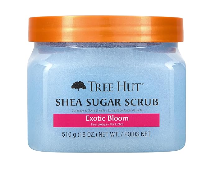 Tree Hut Exotic Bloom Shea Sugar Scrub | Exfoliating Body Scrub Removes Dead, Dry Skin for a Soft & Hydrated Feel | Nourishing Essential Body Care | 18 fl oz.