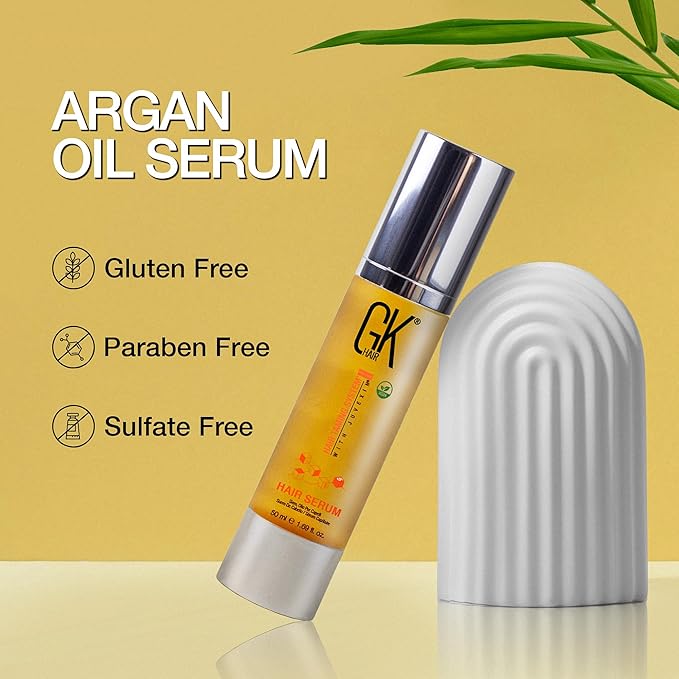 GK HAIR Hair Oil Keratin Treatment Serum Argan Oil Lightweight Formula For Frizz Control Heat Protection Add Shine Repair Dry Damaged Hydrating Sulfate Free All Hair Types Men Women 1.69 Oz