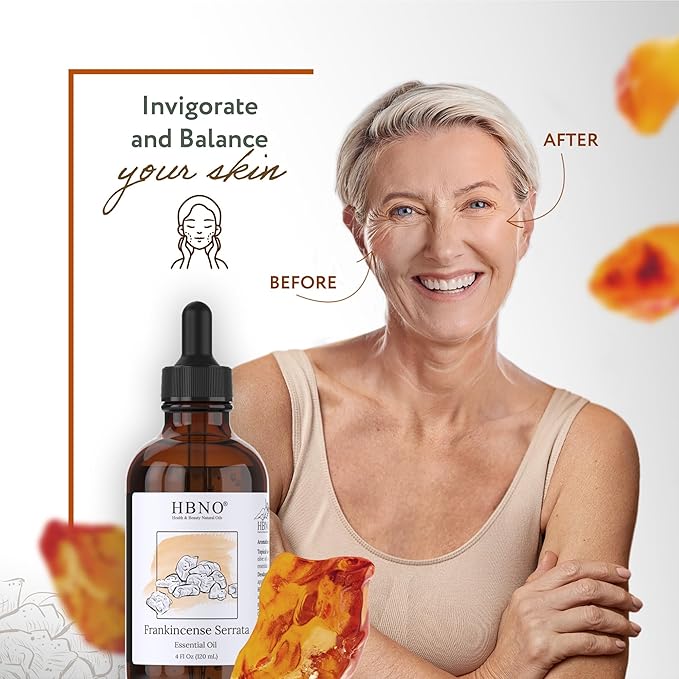 HBNO California Bottled Frankincense Essential Oil (Serrata) 4 fl oz (120ml) - Natural & Premium Grade Frankincense Oil Essential Oil, Frankincense Essential Oil for Skin and Aromtherapy