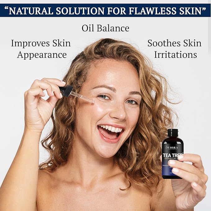 Tea Tree Oil for Toenails - 100% Pure Tea Tree Essential Oil for Skin, Foot Care, Piercing, Dandruff, Hair & Scalp Care. Natural Remedy for Discolored and Damaged Nails, Pure Melaleuca Alternifolia