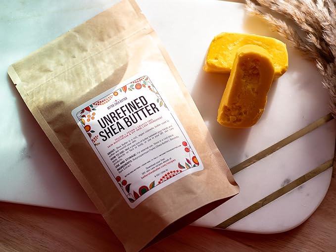 Better Shea Butter Yellow Shea Butter | Raw, Unrefined, Pure | Use for Hair, Soap Making, DIY Lotions | 8 oz block