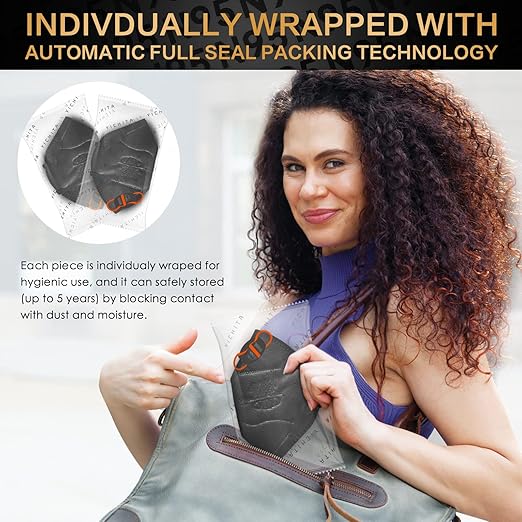 N95 Mask NIOSH Approved 60-Pack, Particulate Respirator N95 Face Masks Universal Fit - Individually Wrapped, Black