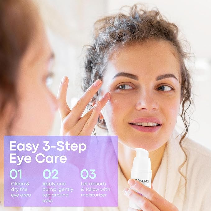 Under Eye Gel with Peptides, Niacinamide, Vitamin E, Targets the Appearance of Eye Bags & Visibly Reduces Dark Circles, Refreshes Tired look, Antiaging, Fast-Absorbing, Airless 0.5 fl oz