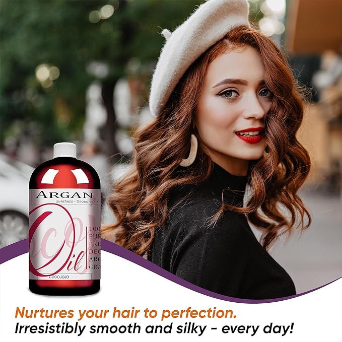 Dr Joe Lab Argan Nut Oil Deodorized 32 oz Pure Natural Moroccan Unrefined Unscented Cold Pressed Extra Virgin - for Hair Skin Body Nail and Beard - Marrakesh Oil Moisturizes & Hydrates