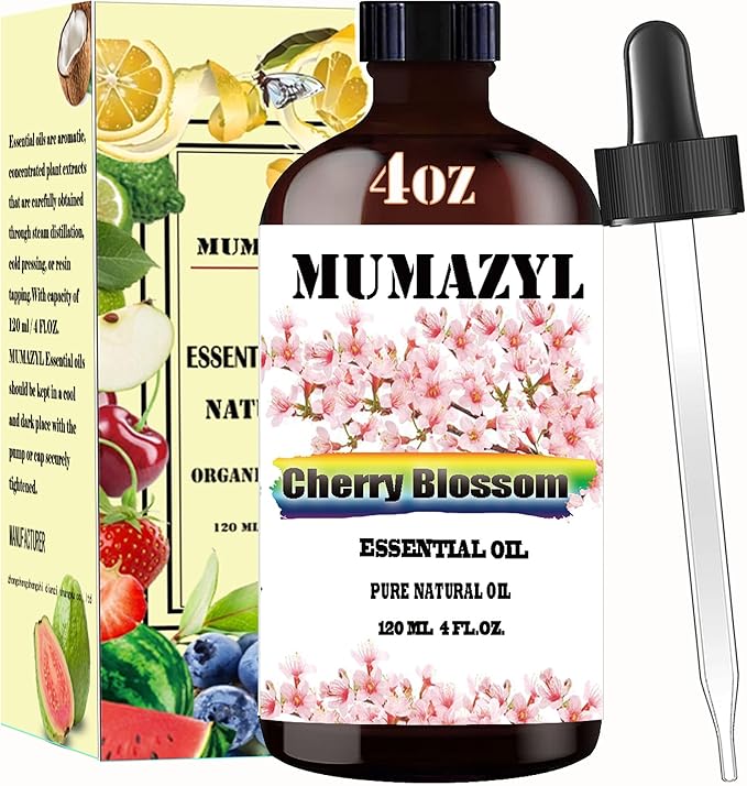 Cherry Blossom Essential Oil, Cherry Blossom Oil 4 Fl Oz 120ML for Diffuser Humidifier Yoga Cleaning DIY Candle Soap Making Essential Oils
