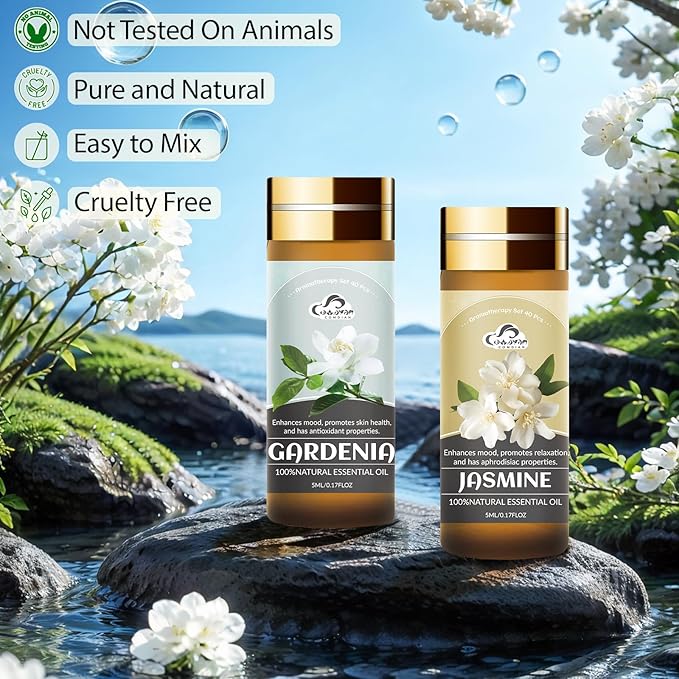 Essential Oil Set, 40 Pcs Aromatherapy Essential Oils for Diffusers for Home, 5ML Fragrance Gift Set for Skin, Soap Making, Massage, Hair Care, DIY Candle and Perfume Making