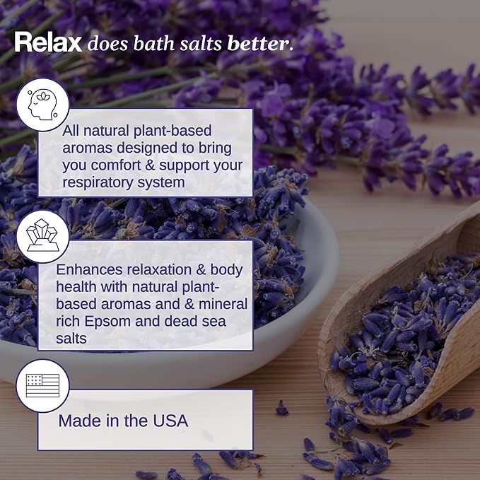 Relax Spa & Bath, Epsom & Dead Sea Salts, Aromatherapy Bath Salts for Hot Tub, Bath, or Spa, Infused with Magnesium, Mothers Day Gifts & Gifts for Mom, Lavender Palmarosa Scent