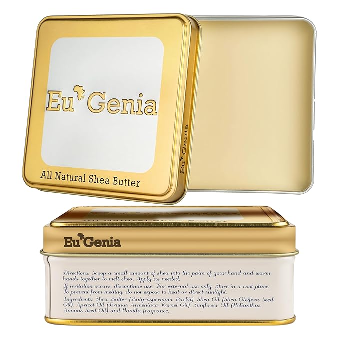 Eu'Genia Extra Strength Shea Butter Gift Set – Tins with Bag Gift Note & Tissue Paper – Intensive Moisturizing & Nourishing Shea Butter (2 Pack, Unscented & Lavender)