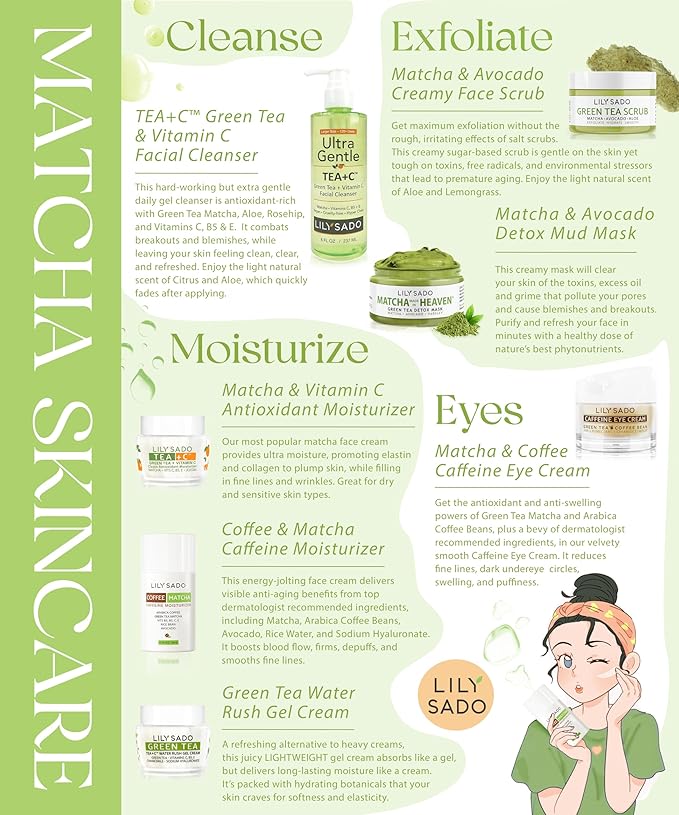 LILY SADO TEA+C™ Green Tea & Vitamin C Moisturizer - Antioxidant, Anti-Aging Anti-Wrinkle Daily Moisturizing Lotion - Hydrates, Softens, Firms & Tones for Luscious, Radiant Skin. For Women & Men