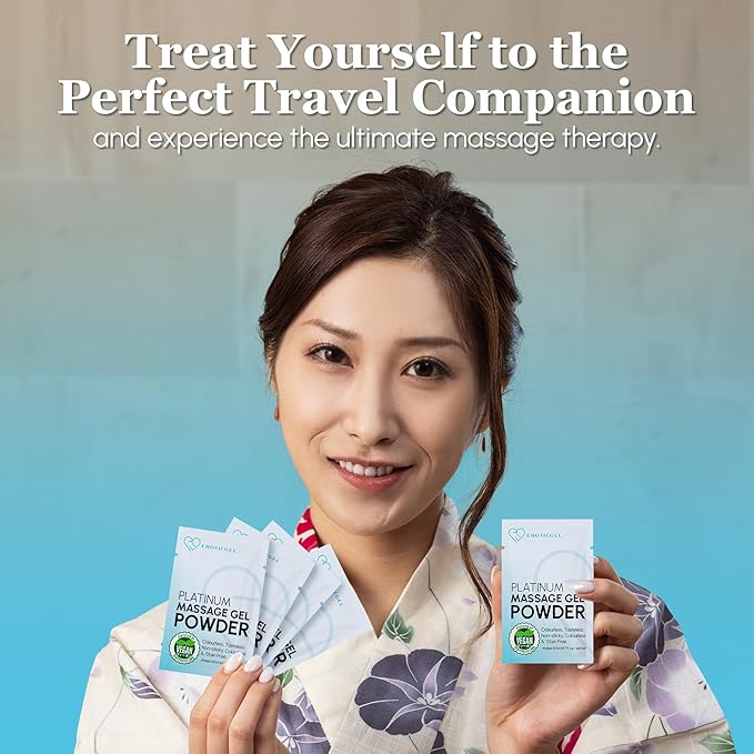 Premium Massage Gel Powder | 5g Travel Sachet Makes 500ml/ 16.9 fl oz | Made in Japan Paraben & Glycerine Free