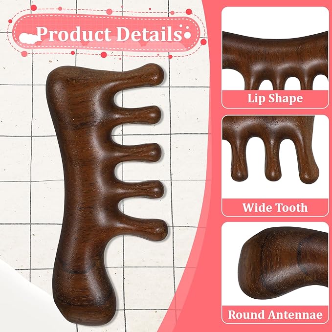 simarro 2 Pieces Wooden Scalp Massager, Natural Sandalwood Wide-Tooth Scalp Massage Comb, Promote Hair Growth, Activate Head Meridians, Luxury Hair Care Wooden Comb, Suitable for Men and Women