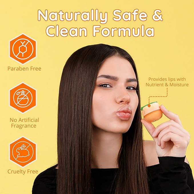 Original My Bee Balm Lip Balm - Peach Hydrating Balm Honey Pot for Dry, Chapped & Cracked Lips with Propolis, Honey & Vitamin E - Soften, Smooth & Reduce Lip Lines