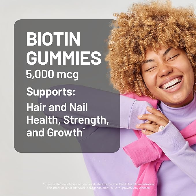 NatureWise Biotin Gummies - Supports Healthy Hair, Skin and Strong Nails - Vitamin B7 5000mcg - Natural Beauty - Strawberry-Kiwi Flavor - Vegan, Non-GMO, Gluten Free - 60 Count[30 Day Supply]