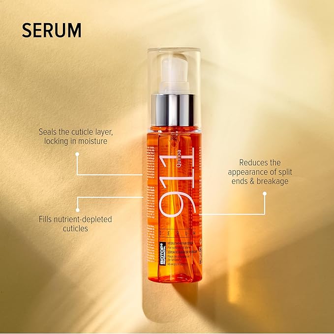 Biotop Professional 911 Quinoa Smoothing Serum - Hair Serum For Frizzy and Damaged Hair to Repair and Promote Shine - UV + Heat Protectant (2.2 Oz / 65ml)