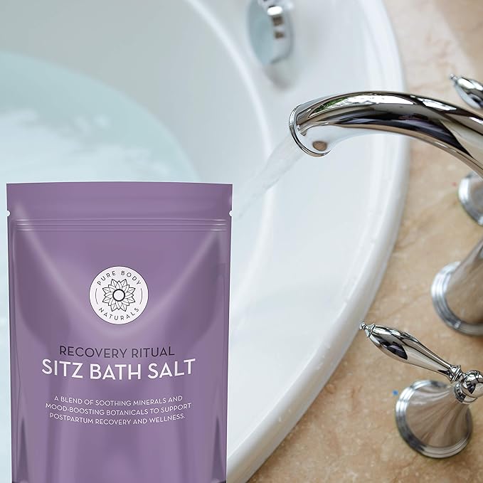 Pure Body Naturals Sitz Bath Salt – Postpartum Care and Hemorrhoid Comfort – Natural Soak for Self Care and Hemorrhoid, Post Partum Essentials, 32 Oz