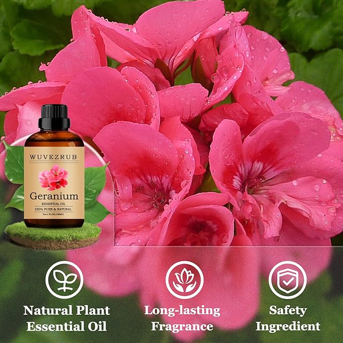 Geranium Essential Oils 120ML, Pure Geranium Essential Oil for Aromatherapy Diffuser - 4 Fl Oz