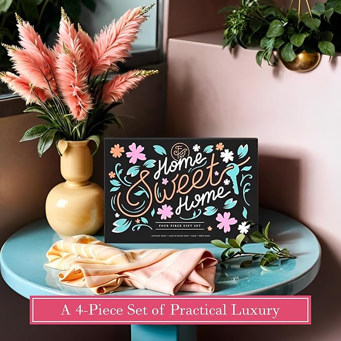 FinchBerry Home Sweet Home Gift Set – Perfect Housewarming Present – Includes Boxed Soap, Liquid Hand Soap, Sage Stick, and Plant Some Roots Seed Packet – Thoughtful Gift for Friends & Family