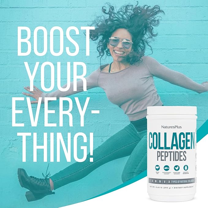 NaturesPlus Collagen Peptides - 0.65 lbs Powder - Hair, Skin, Nail & Joint Health, Immune System Support - Non-GMO, Gluten Free - 28 Servings