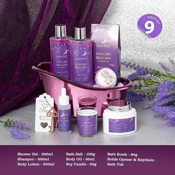 Mother's Day Gift for Mom Spa Gifts for Women, 10pcs Self Care Kit Lavender Scented, Birthday Gifts Skin Care Set Gift Basket Beauty kits Care package