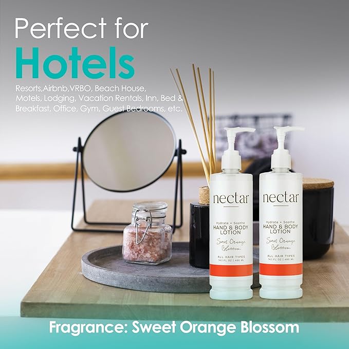 Nectar Pump Bottle Hand and Body Lotion - Moisturizing Lotion with Fresh Fragrance of Orange Flowers