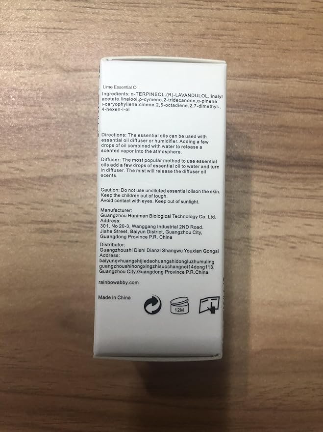 Lime Essential Oil, 100% Pure Organic Natural Aroma Lime Oil for Diffuser, Massage, Yoga, Meditation, Bath, Skin Care (10ml)