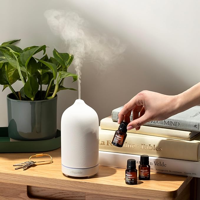 Cliganic Organic Aromatherapy Essential Oils Set (Top 6 - The Essentials), 100% Pure Natural - Peppermint, Lavender, Eucalyptus, Tea Tree, Lemongrass & Orange (Packaging May Vary)