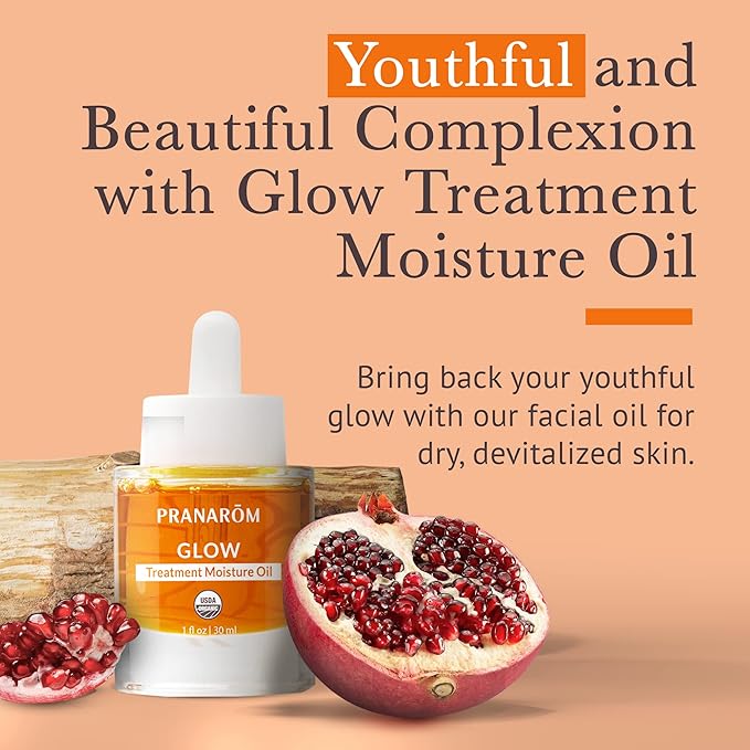 Pranarom - Glow Treatment Moisture Oil (1oz / 30ml) - 100% Pure & Natural Essential Oil Moisturizing Oil for Dry Skin Treatment & Nourishment