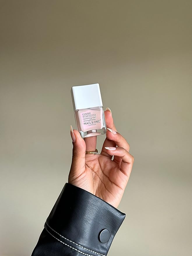Nails.INC Gimme Strength Nail Treatment, Restoring Nail Strengthener with Vegan Collagen, Shimmering Nail Highlighter, Cruelty Free, Vegan
