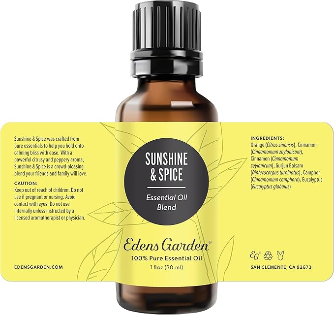 Edens Garden Sunshine Spice Essential Oil Blend- 100% Pure Premium Grade, Undiluted, Natural, Therapeutic, Aromatherapy, The Best for Candle, Laundry, Humidifiers 30 ml (1 fl oz)