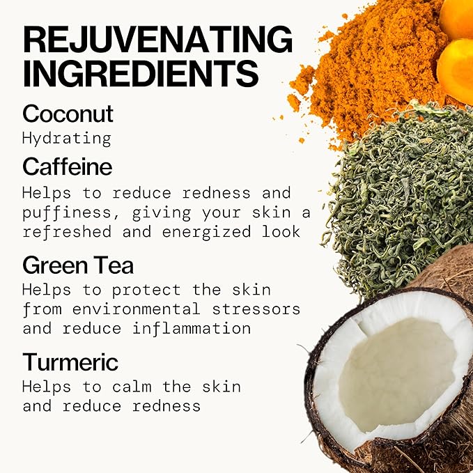 Pacifica Sheet Mask - Stress Rehab Coconut & Caffeine Facial Mask - 12-PACK De-Stress Sheet Mask for Redness & Puffiness Relief, Infused w/Green Tea, Turmeric & Hyaluronic Acid Cruelty-Free Skincare