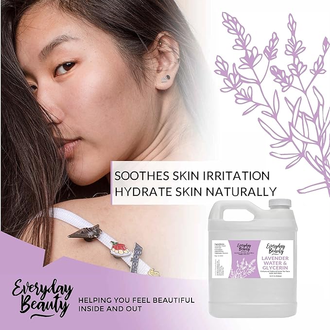 Lavender Water & Glycerin Facial Toner Bulk - 32 oz All Natural Enhanced Hydrating Spray Mist for Face and Hair - 100% All Natural Lavender Water Hydrosol with Vegetable Glycerin