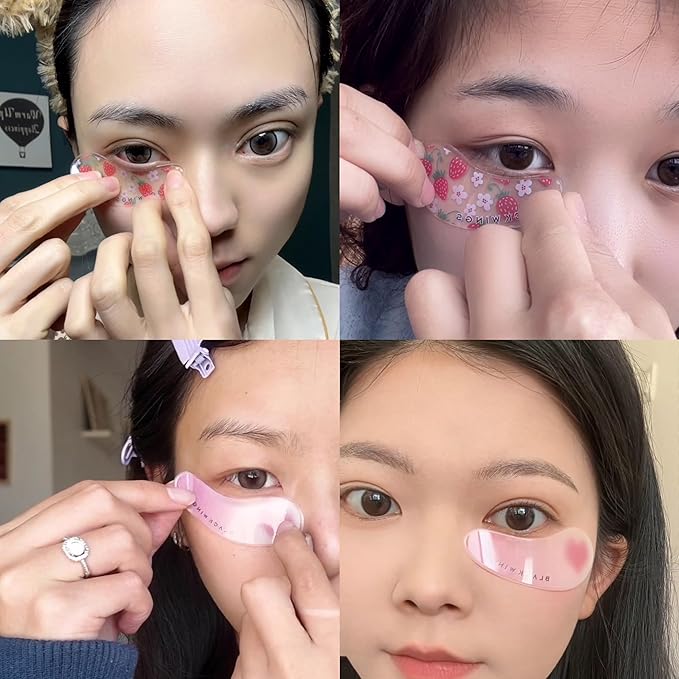 Black Wings 6 Pairs Silicone Eye Patches with Self-Adhesive Design - Cute Bear & Rabbit Inspired Eye Care Patches (love 6 pairs)