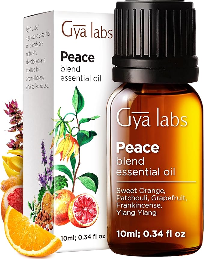 Gya Labs Peace Essential Oil Blend for Diffuser, Aromatherapy, Candle Making & DIY - Ingredients of Frankincense, Grapefruit & Patchouli (0.34 Fl Oz)